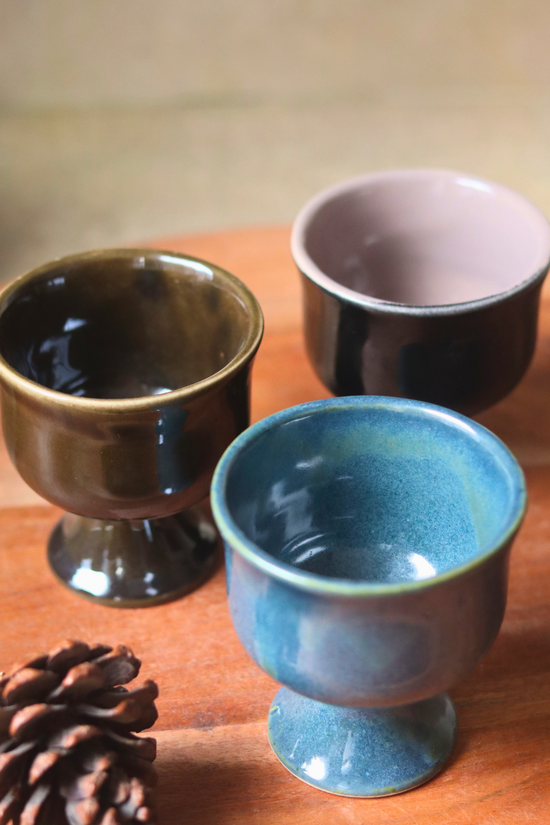 handmade glossy ice cream goblet set of 3 combo
