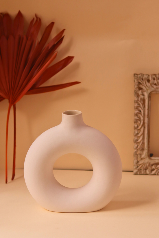 handmade white donut vase