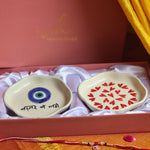 Heart & Nazar Handmade Dessert plate Rakhi Gift box made with premium quality material