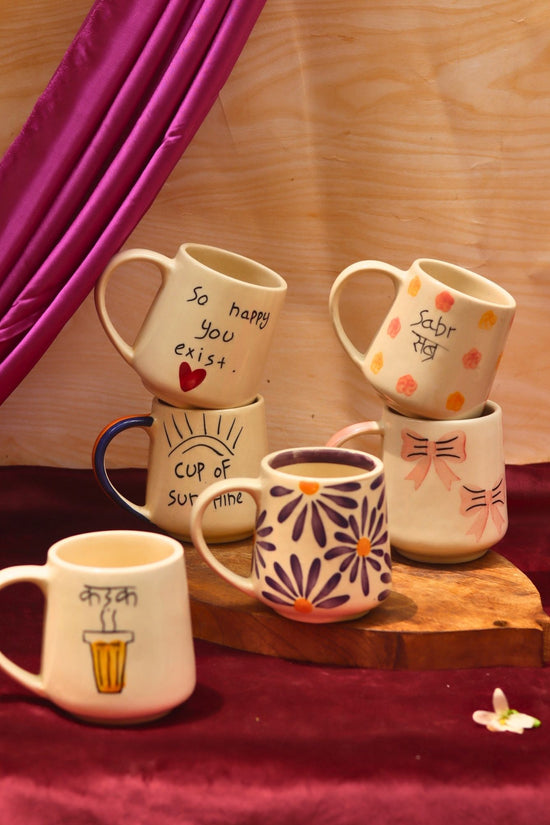 Set of 6 Simple Sips mugs combo (for the price of 5) handmade in India