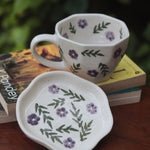 Lavender Fields Mug & Handmade Dessert Plate handmade in india