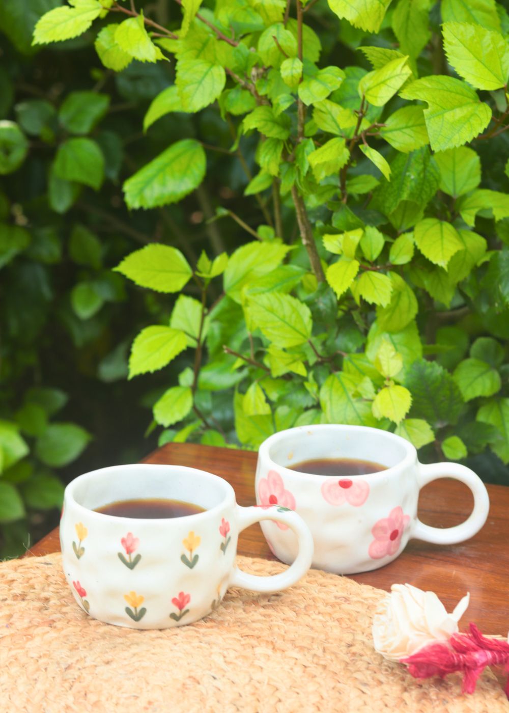 Tulip & Floral Bliss Mugs - Set of 2 with premium quality mugs