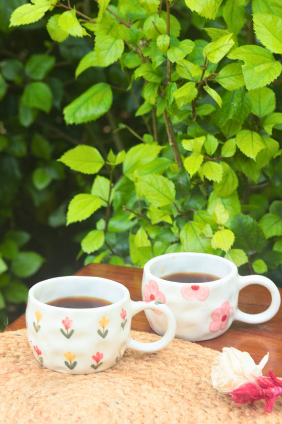 Tulip & Floral Bliss Mugs - Set of 2 with premium quality mugs