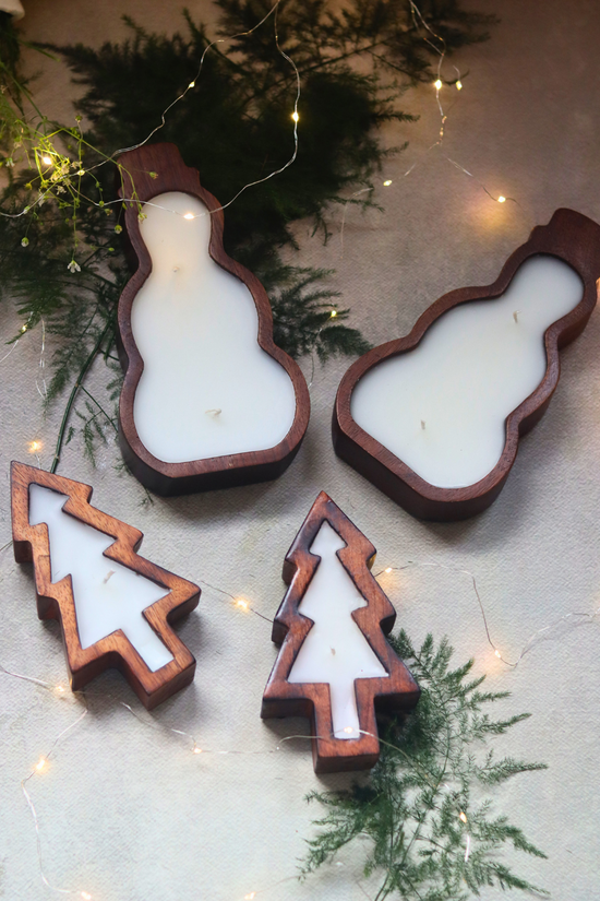 Wooden & soy wax decorative candles