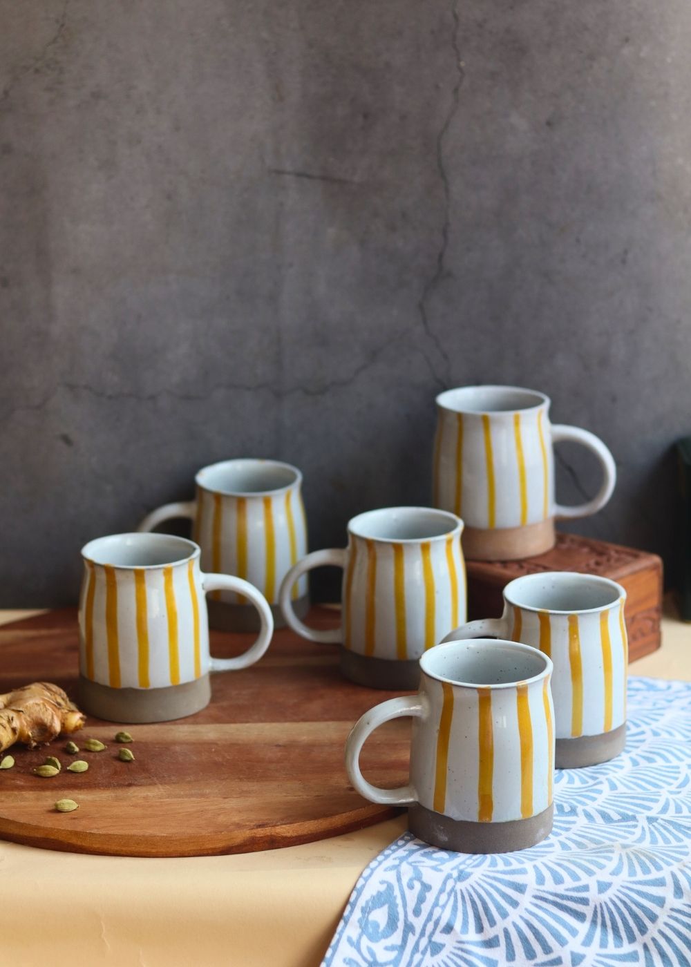 Yellow Striped Mug - Set of 6 with premium quality material