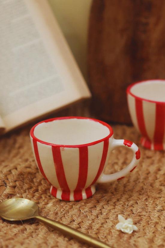 Red & White Striped Mug with premium quality material