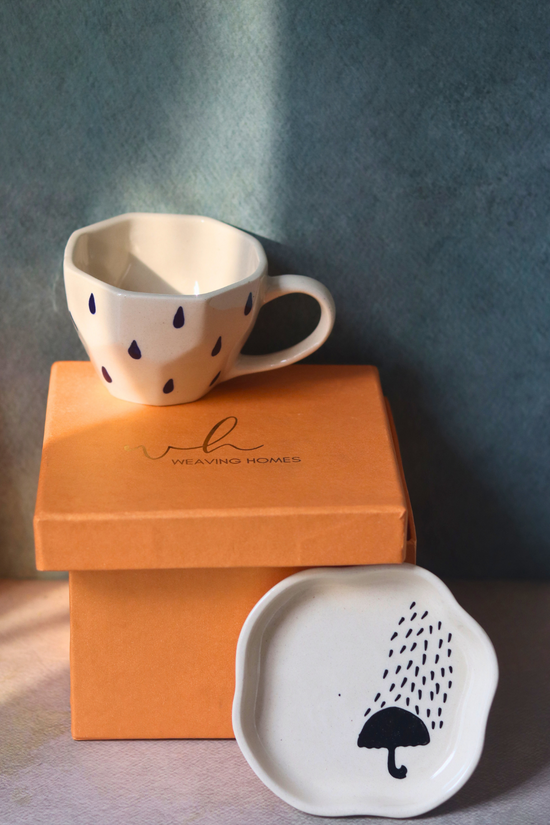 Raindrop mug & Umbrella dessert plate