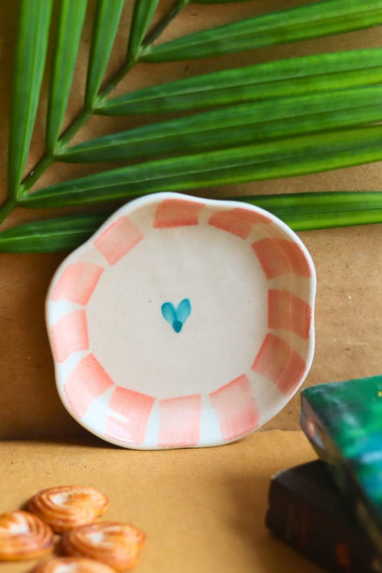 Handmade Striped Heart Handmade Dessert Plate