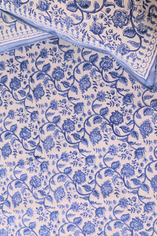 Closeup shot of block printed bedsheet