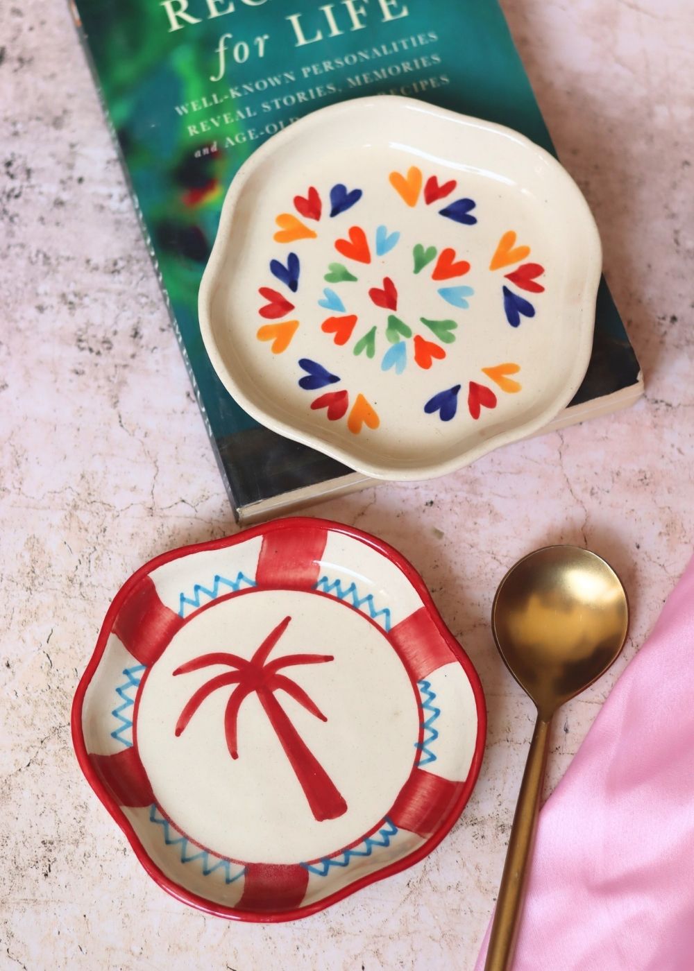 LoveisLove & Palm Handmade Dessert plate handmade in india