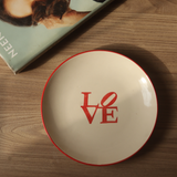 love snack plate with white & red color 