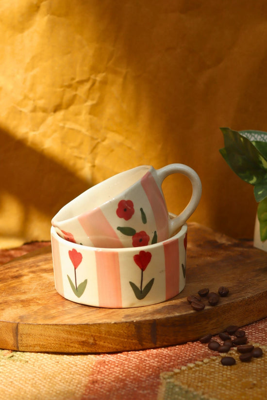 Set of 2 - Pastel tulip Mug & Bowl Combo with premium quality material