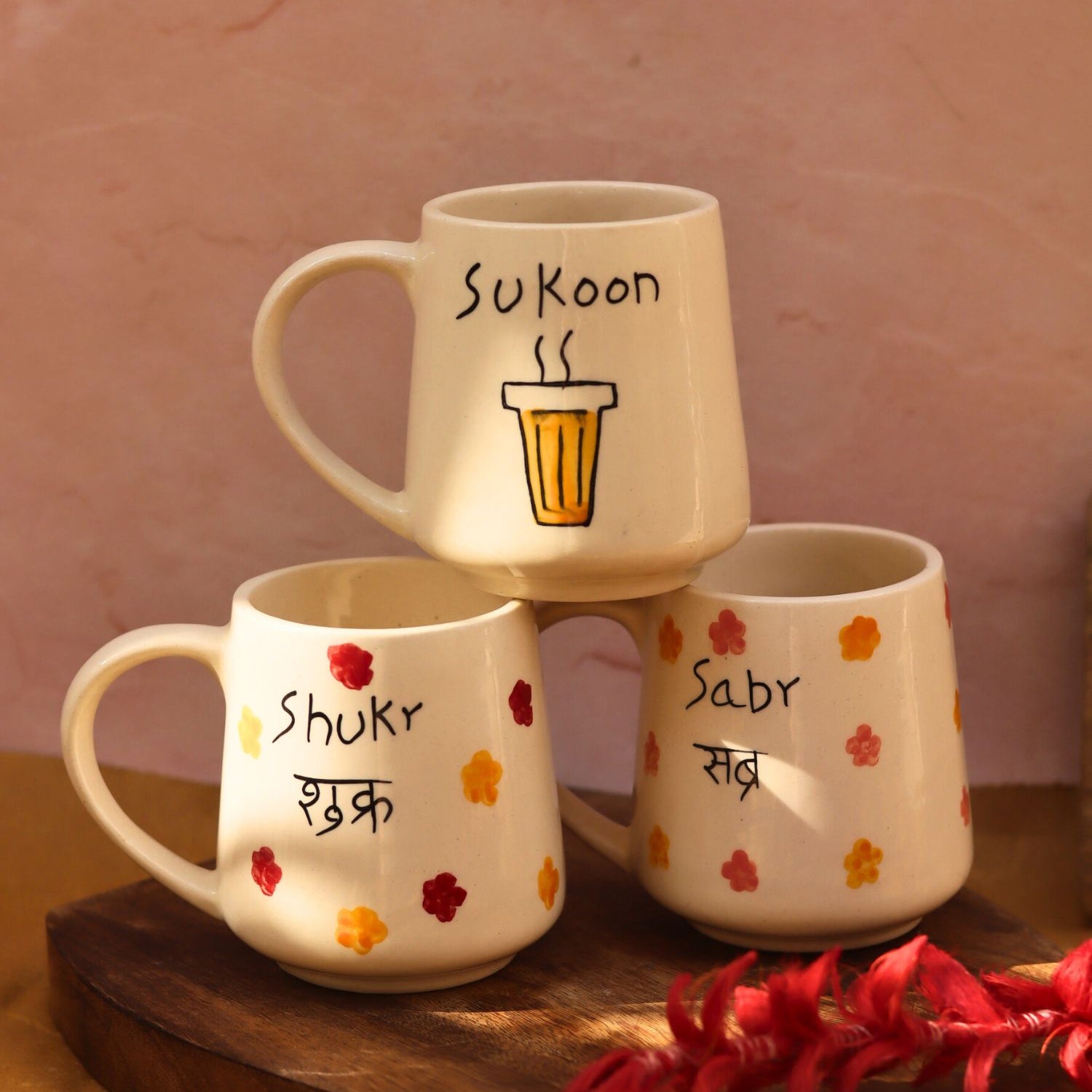 Set of 3 - Brew thoughts mugs combo made by ceramic