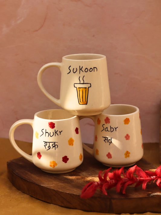 Set of 3 - Brew thoughts mugs combo made by ceramic