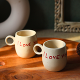 Handmade ceramic i love you coffee mugs