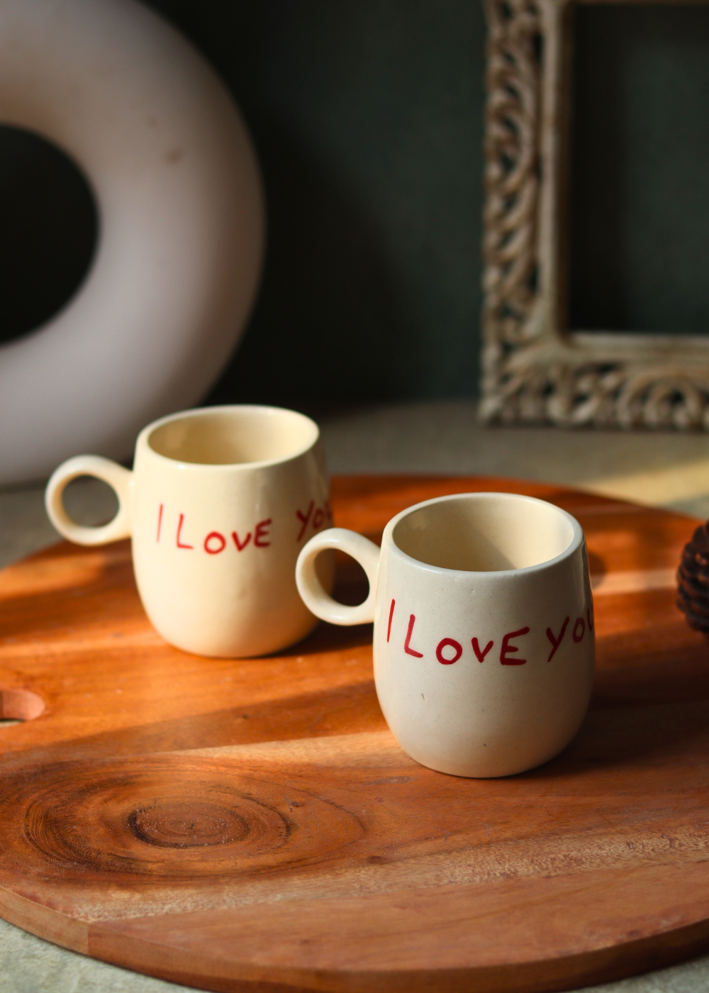Handmade ceramic i love you coffee mugs