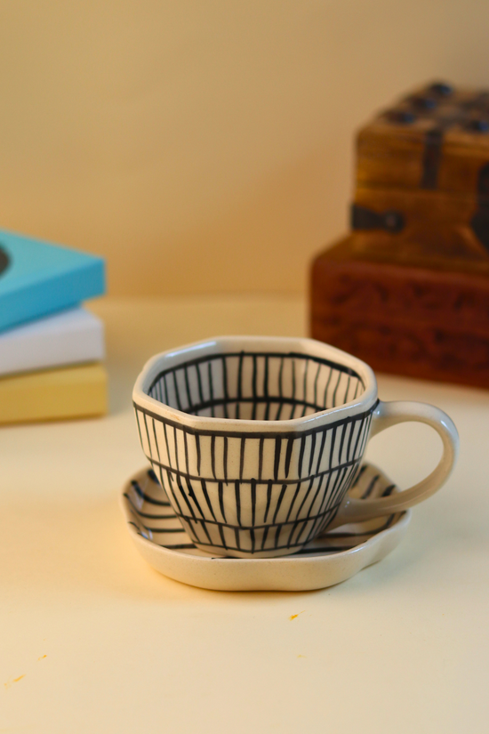 handmade zebra mug & zebra handmade dessert plate set of two combo