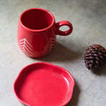 mug & dessert plate with deep red color