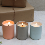 Three ceramic candle for home decoration
