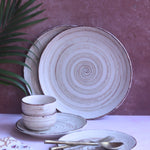 Set of 6 - Brown & White Dinner Set with premium quality material