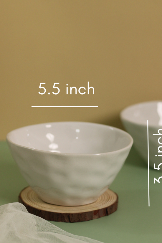 White handmoulded bowl height & breadth