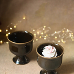 glossy black ice cream goblet made by ceramic 