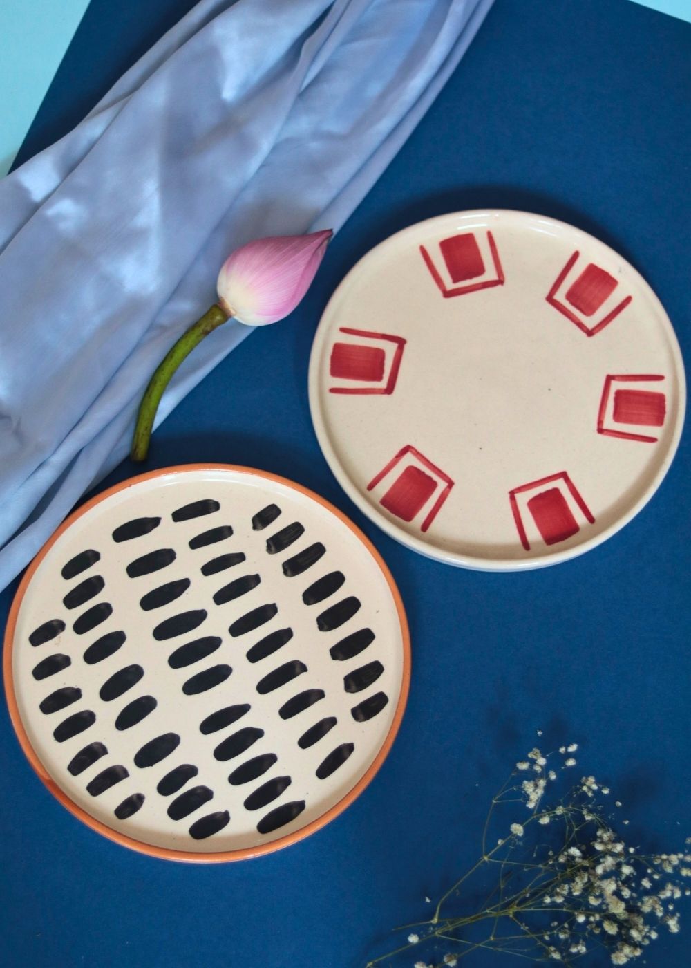 Set of 2 - Red Brick & Striped Platter with premium quality platter