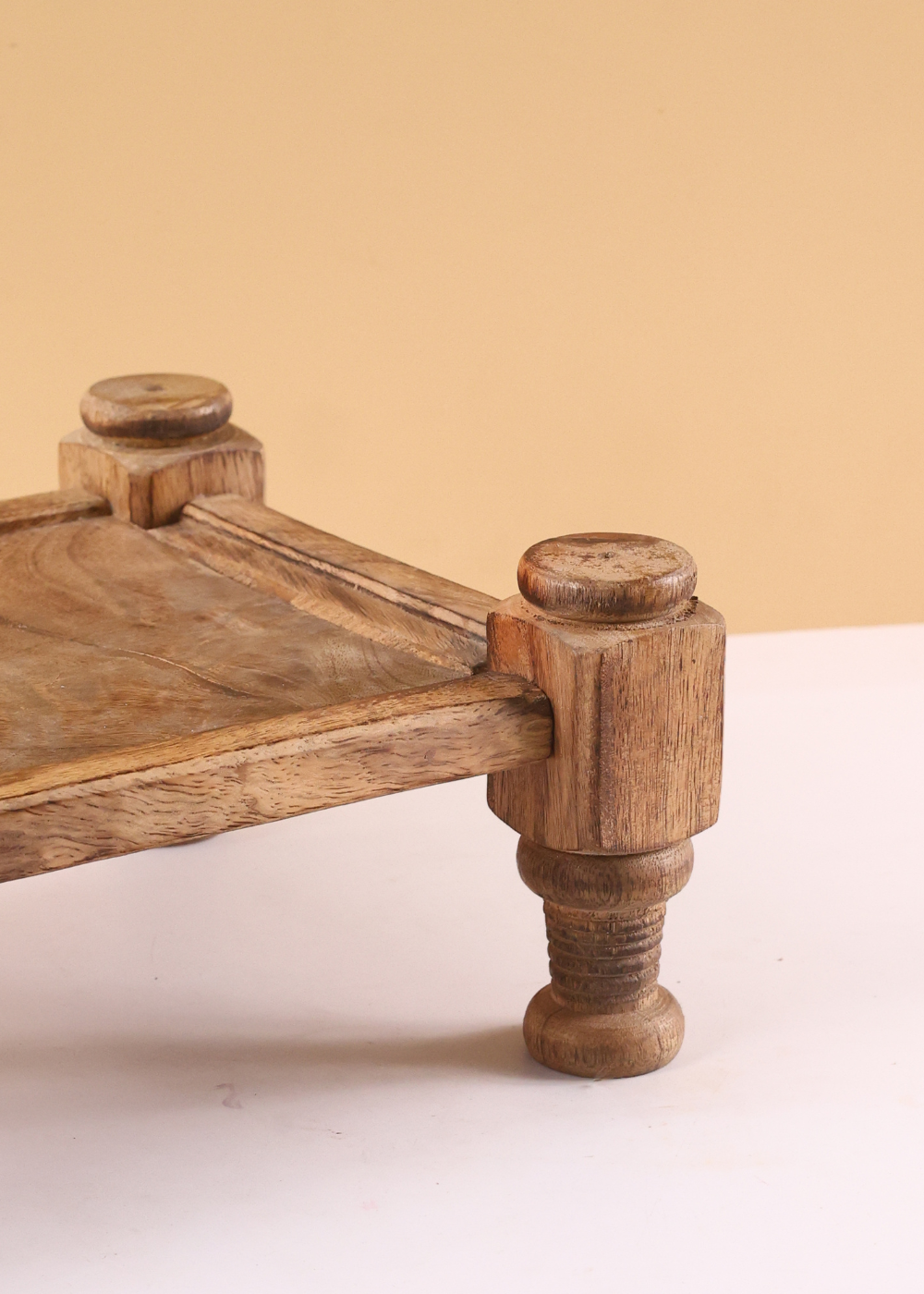 Wood charpai serving tray 