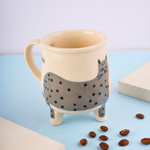 handmade grey cat mug 