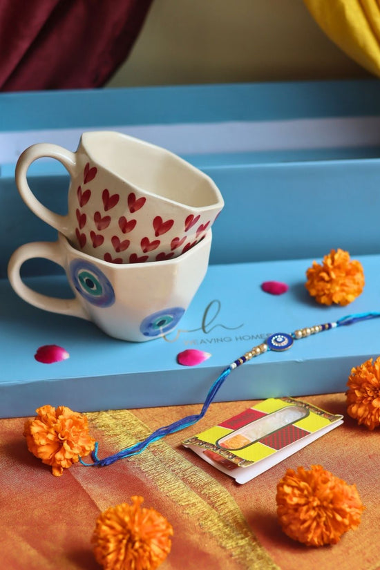 Heart & Evil Eye Mug Set Rakhi Gift Box with premium quality material