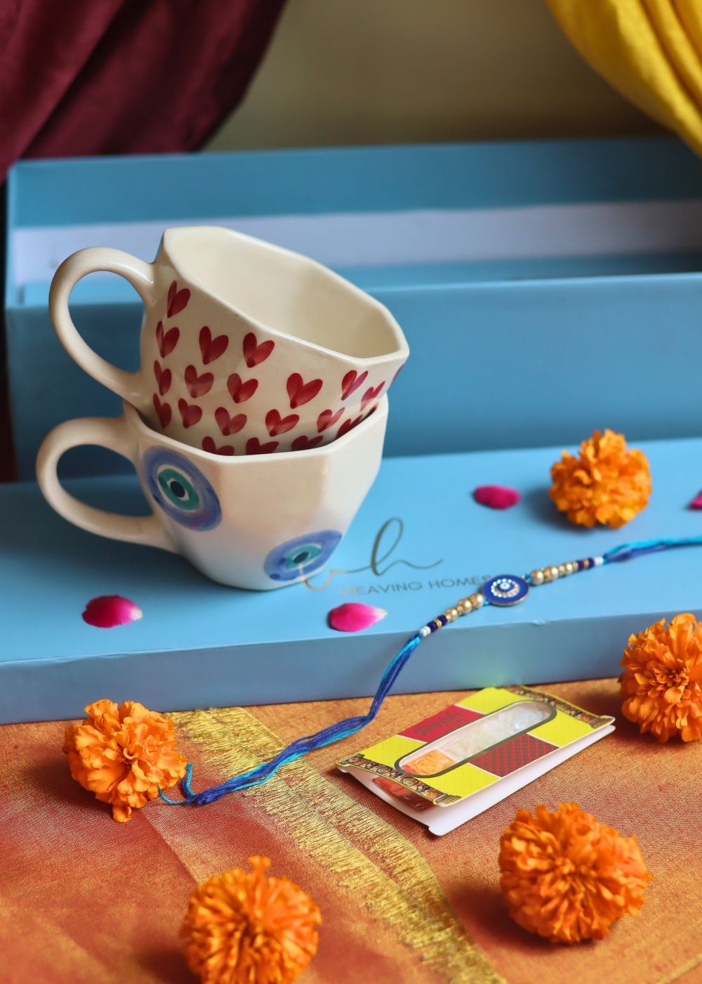 Heart & Evil Eye Mug Set Rakhi Gift Box with premium quality material