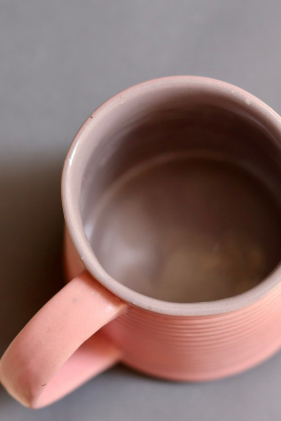 handmade pink & grey coffee mug 