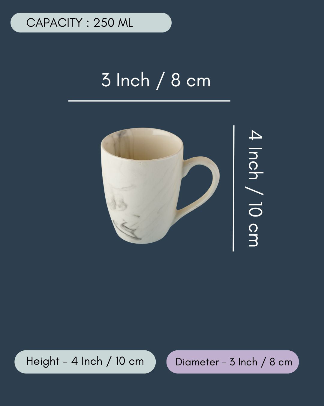 Black Marble Coffee Mug - Set of two