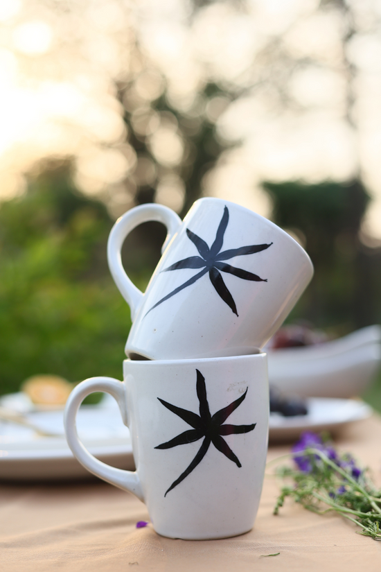 Black leaf mugs