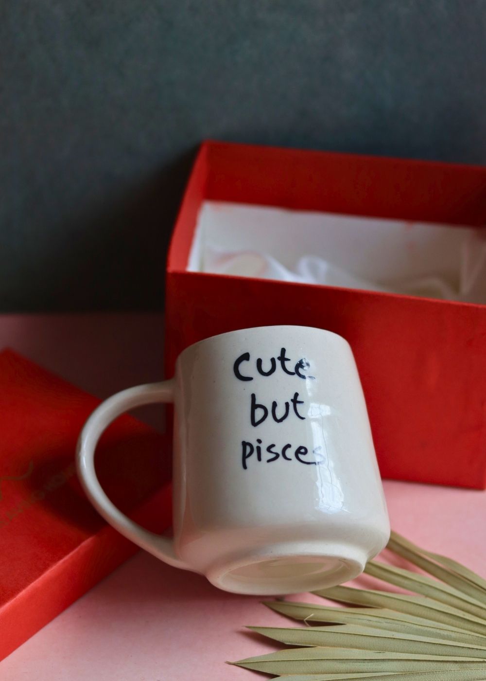 cute but pisces mug in a gift box made by ceramic 