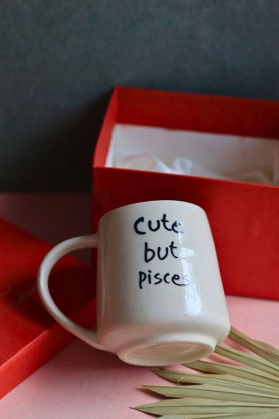 cute but pisces mug in a gift box made by ceramic 