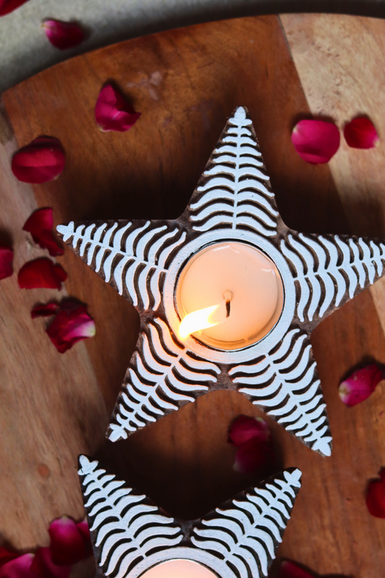 Wooden pine candle holders