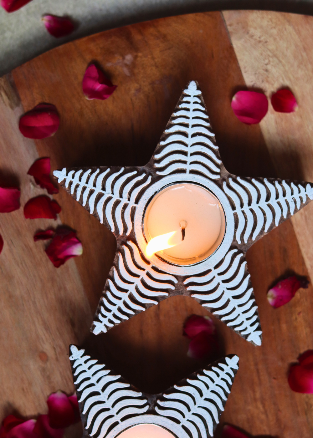 Wooden pine candle holders