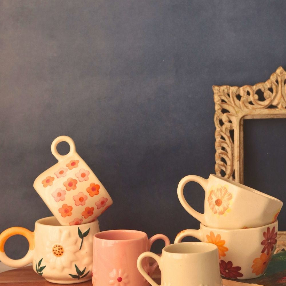 bestselling floral mugs handmade in india 