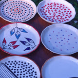 Handmade Set of 6 Polka Delight Snack Plates (for the price of 5)