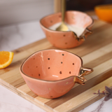 handmade peach ice cream bowl with some golden hue