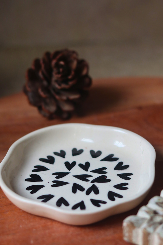 Black Heart Handmade Dessert Plate