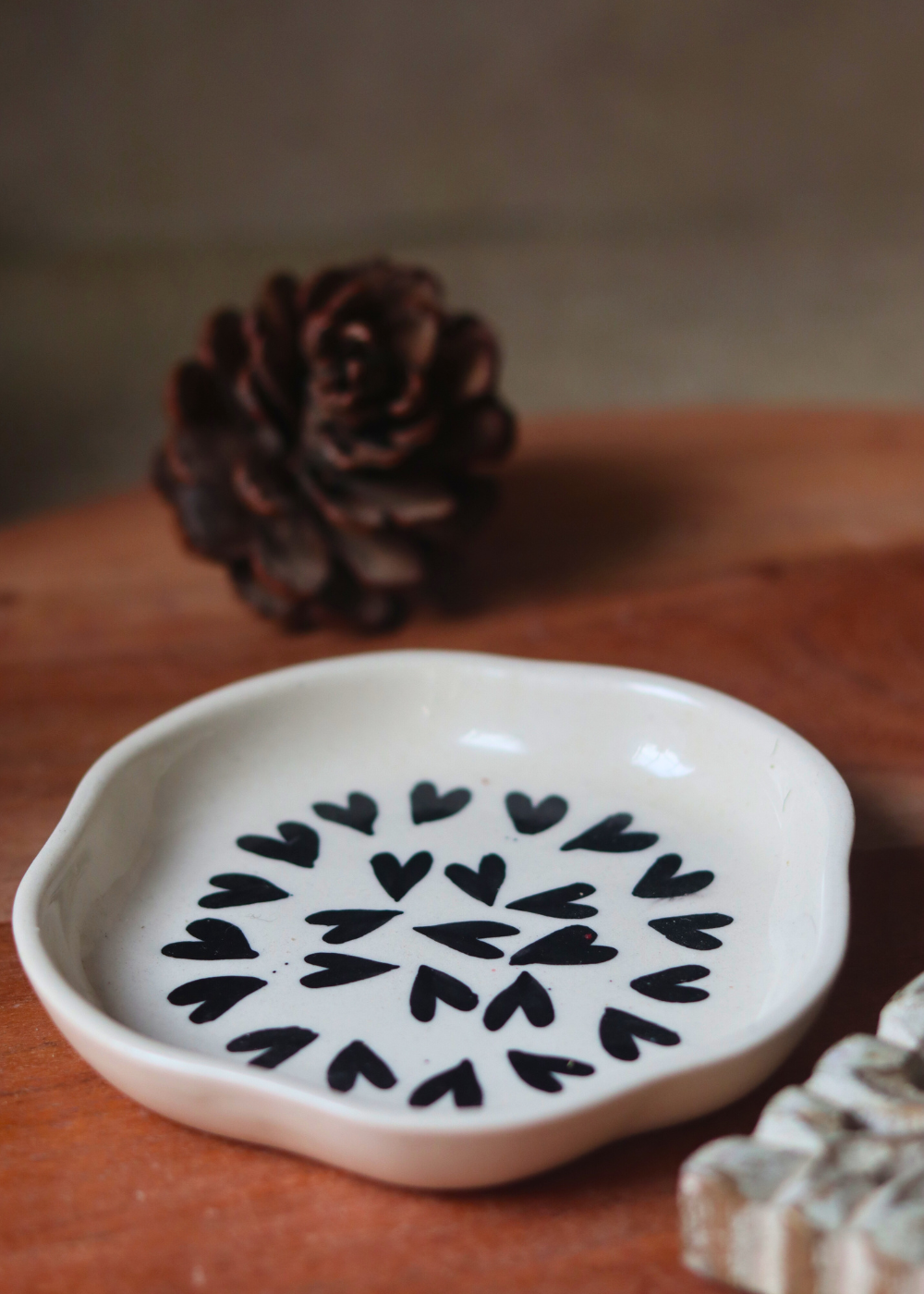 Black Heart Handmade Dessert Plate