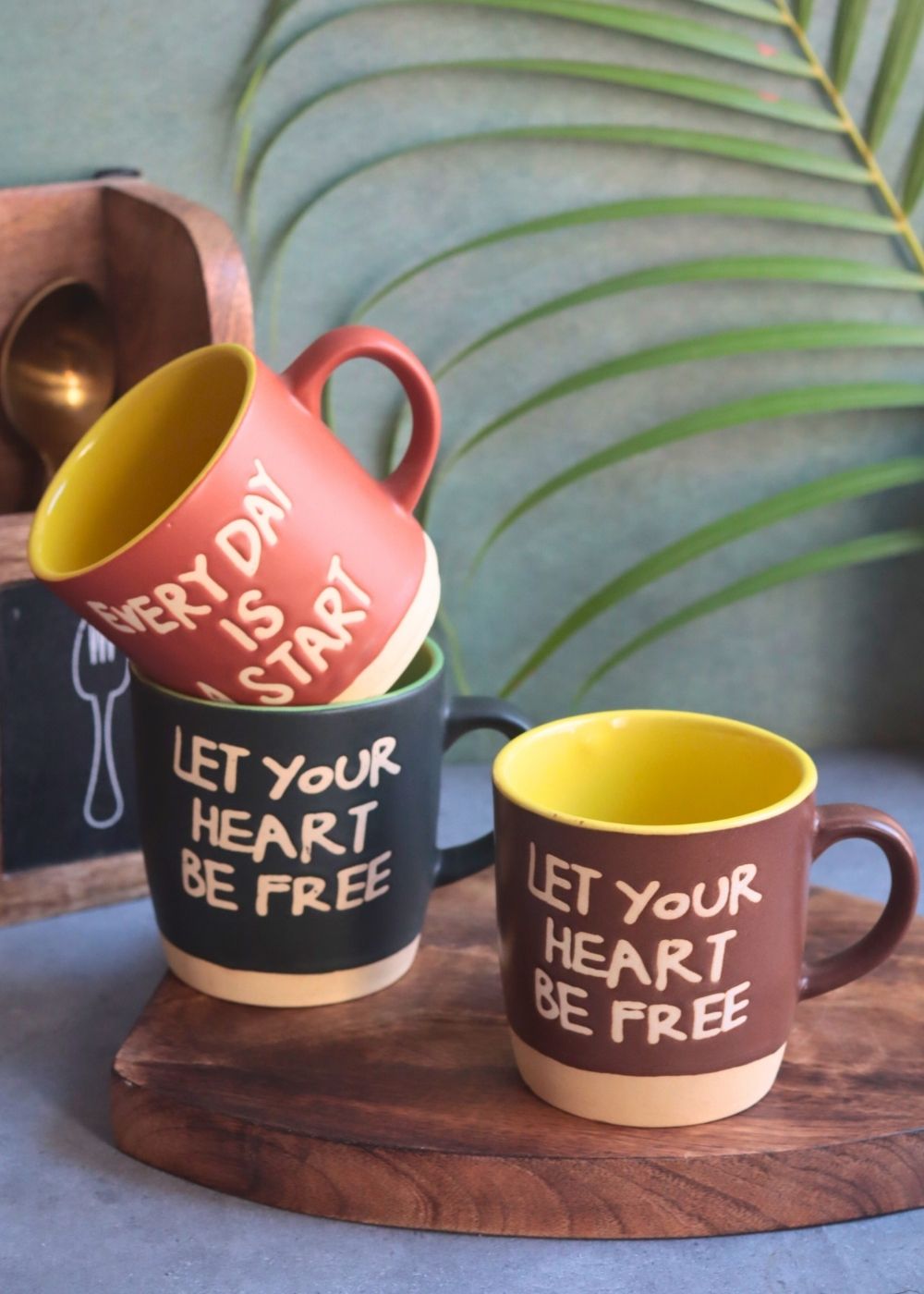 Set of 3 - Morning Magic Mugs handmade in india