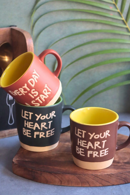 Set of 3 - Morning Magic Mugs handmade in india