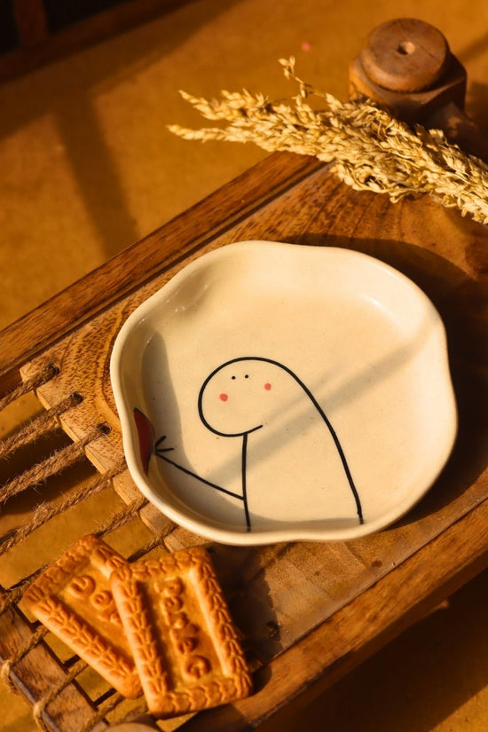 In Love Dessert Plate  handmade in India