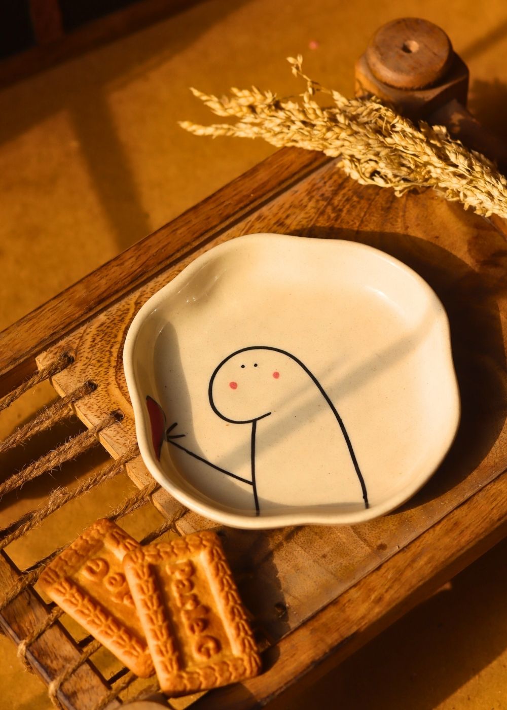 In Love Dessert Plate  handmade in India