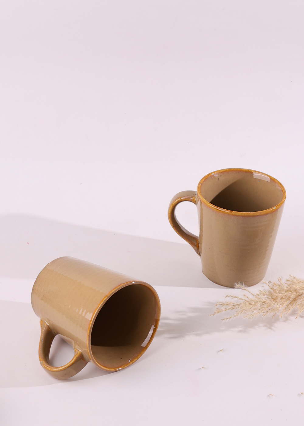 Two drinkware basic cream coffee mugs
