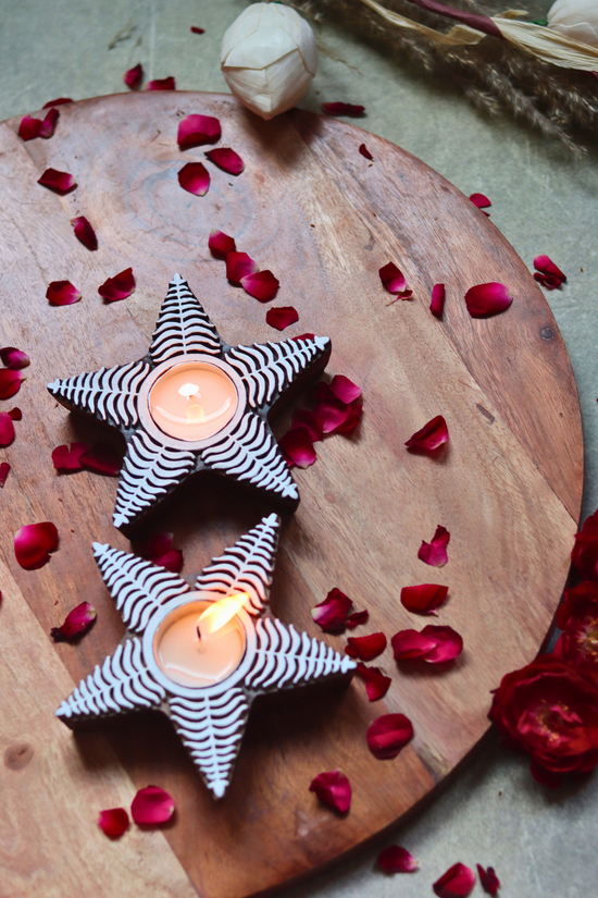 Wooden tea light holders for home decoration