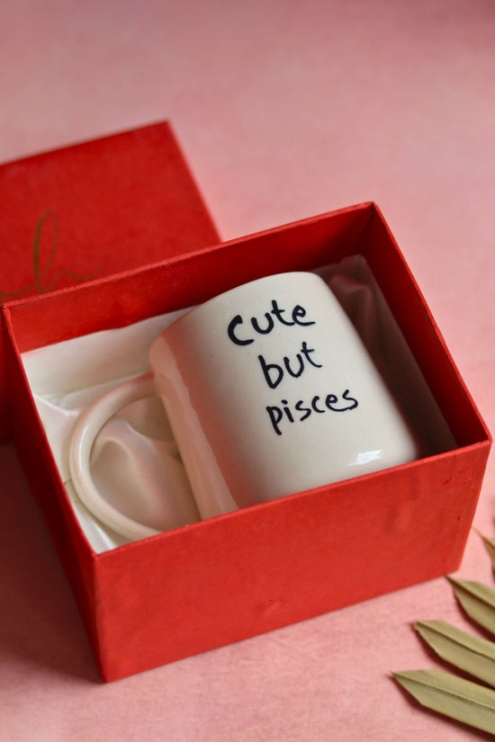 cute but pisces mug handmade in india 